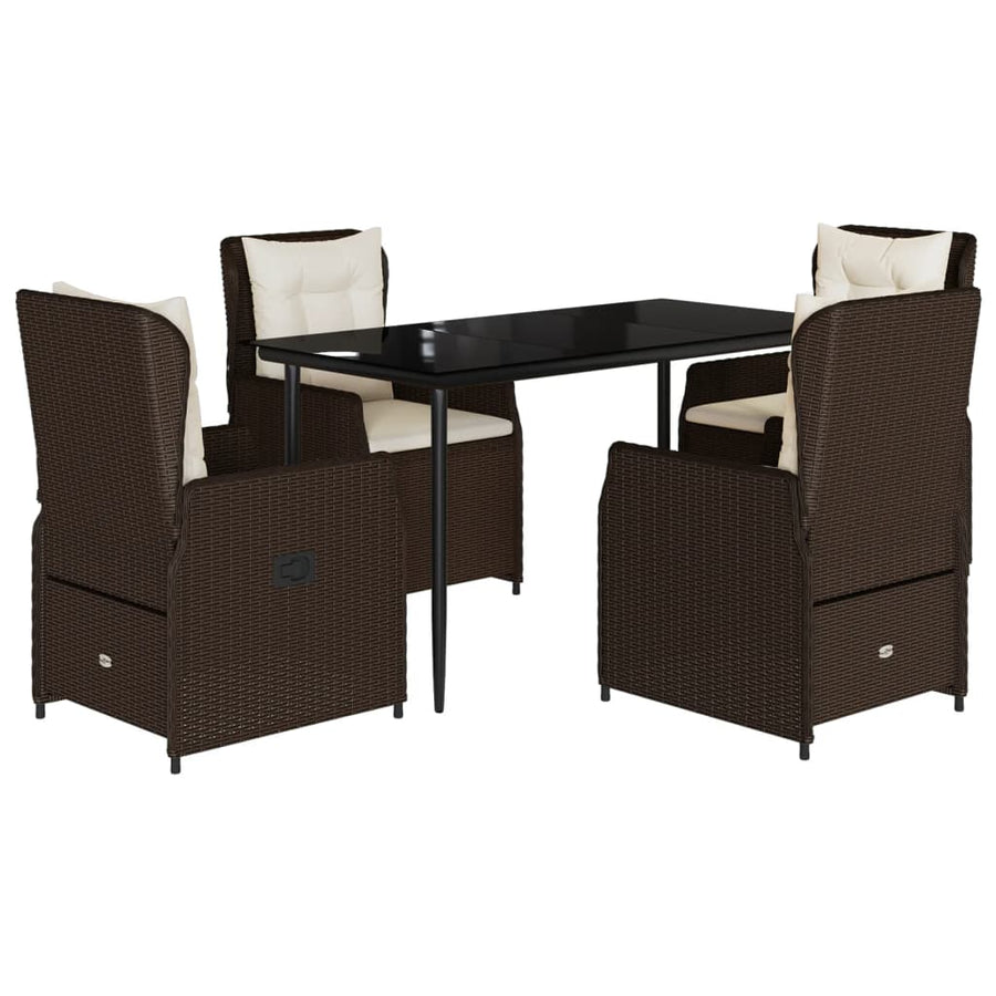 5-delige Tuinset met kussens poly rattan bruin