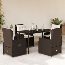 5-delige Tuinset met kussens poly rattan bruin