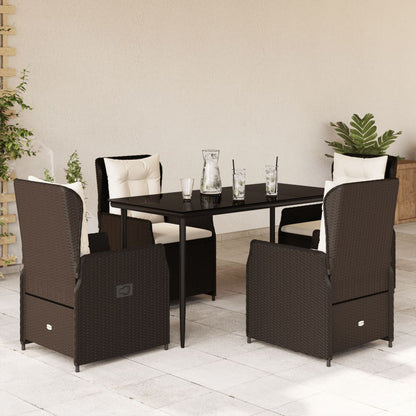 5-delige Tuinset met kussens poly rattan bruin