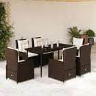 7-piece Poly Rattan Garden Set with Cushions Brown