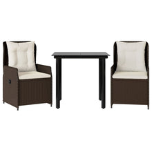 3-delige Tuinset met kussens poly rattan bruin