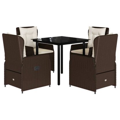5-delige Tuinset met kussens poly rattan bruin