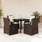 5-piece Garden Set with Cushions Poly Rattan Brown