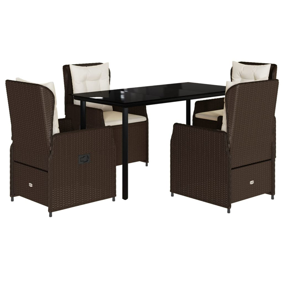 5-delige Tuinset met kussens poly rattan bruin