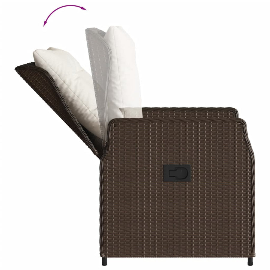 5-delige Tuinset met kussens poly rattan bruin