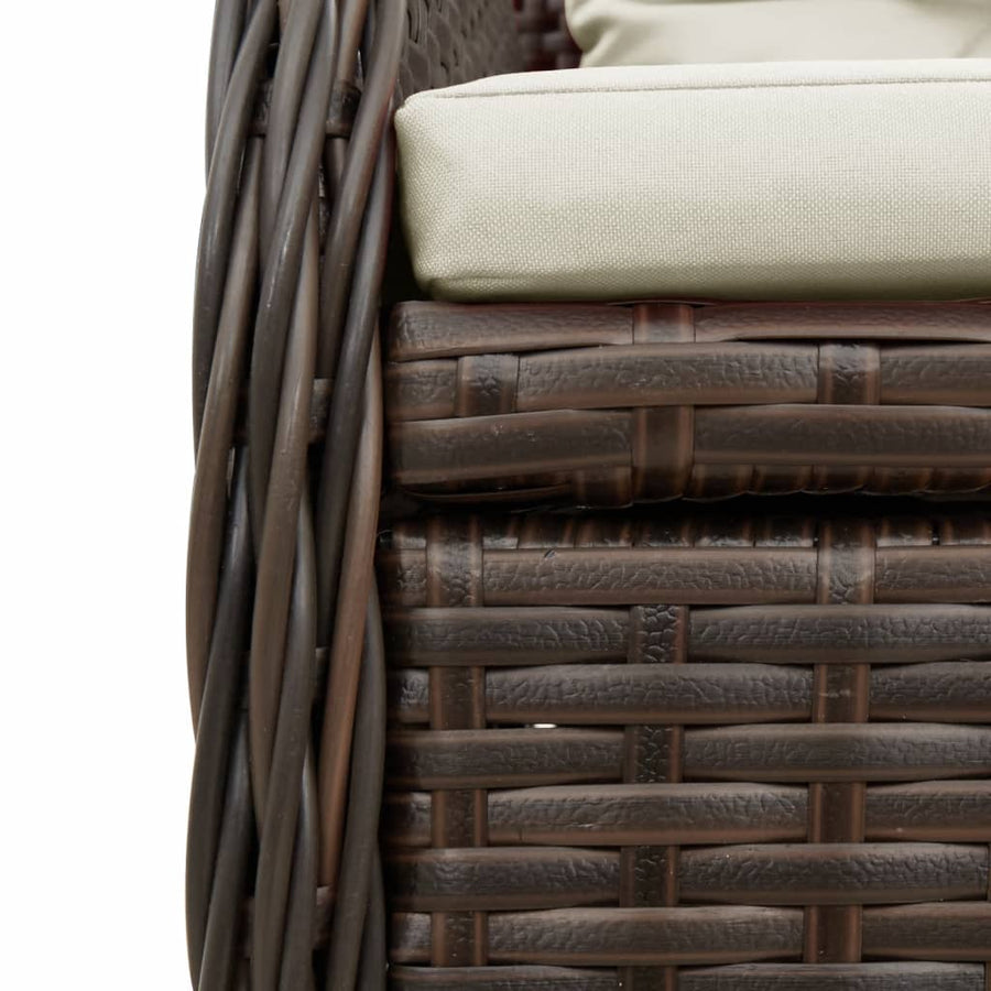 5-delige Tuinset met kussens poly rattan bruin