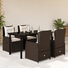 5-delige Tuinset met kussens poly rattan bruin