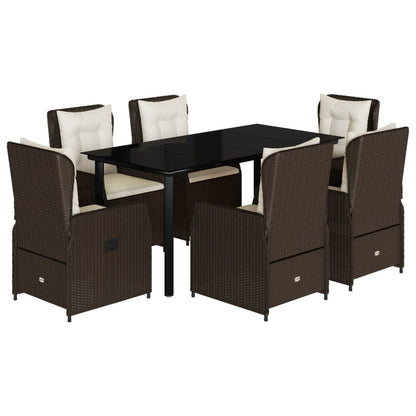 7-delige Tuinset met kussens poly rattan bruin