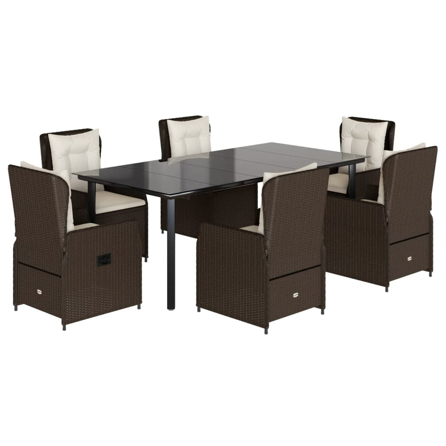 7-Delige Tuinset Met Kussens Poly Rattan 6 200 x 100 x 74 cm Bruin