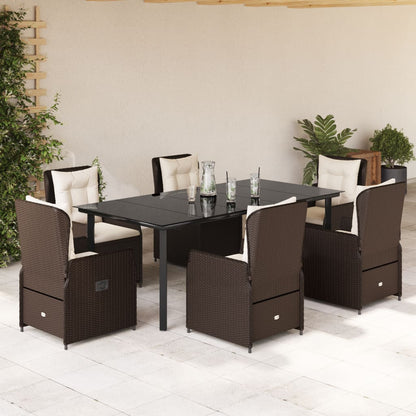 7-Delige Tuinset Met Kussens Poly Rattan 6 200 x 100 x 74 cm Bruin