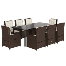 9-Delige Tuinset Met Kussens Poly Rattan 8 200 x 100 x 74 cm Bruin