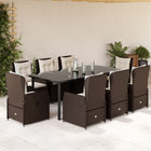 Tuinset 9-delig poly rattan bruin