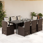 Tuinset 9-delig poly rattan bruin
