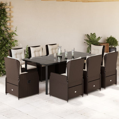 9-Delige Tuinset Met Kussens Poly Rattan 8 200 x 100 x 74 cm Bruin