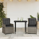 3-delige Tuinset met kussens poly rattan grijs