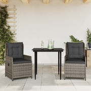 Tuinset poly rattan grijs 3-delig met kussens