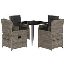 5-delige Tuinset met kussens poly rattan grijs