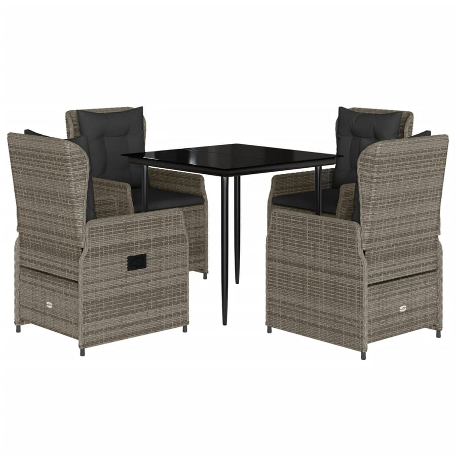 5-delige Tuinset met kussens poly rattan grijs