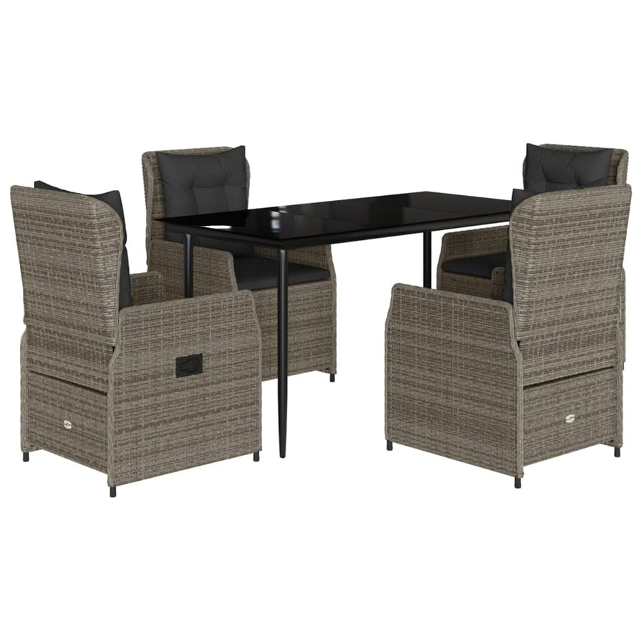 5-delige Tuinset met kussens poly rattan grijs