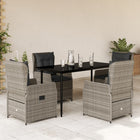 5-piece Garden Set with Cushions Poly Rattan Grey