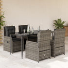 5-piece Garden Set with Cushions Poly Rattan Grey