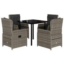5-delige Tuinset met kussens poly rattan grijs