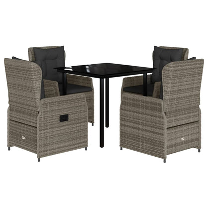 5-delige Tuinset met kussens poly rattan grijs