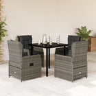 5-piece Garden Set with Cushions Poly Rattan Grey