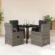 Tuinset 5-delig poly rattan grijs