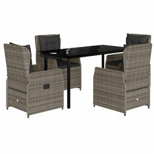 5-delige Tuinset met kussens poly rattan grijs