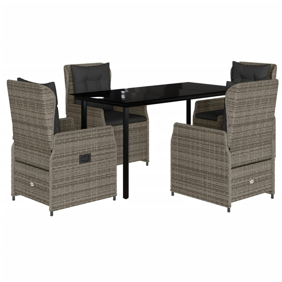 5-delige Tuinset met kussens poly rattan grijs