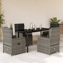 5-delige Tuinset met kussens poly rattan grijs