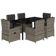 7-delige Tuinset met kussens poly rattan grijs
