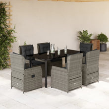 7-delige Tuinset met kussens poly rattan grijs