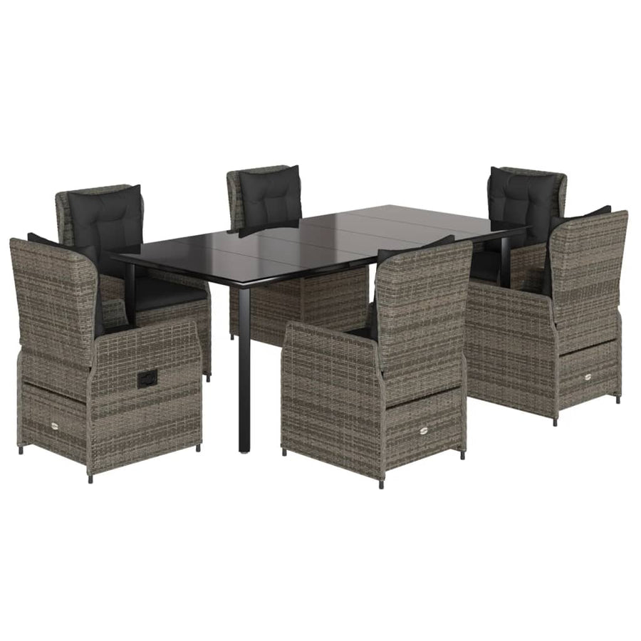 7-Delige Tuinset Met Kussens Poly Rattan 6 200 x 100 x 74 cm Grijs