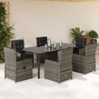 Tuinset 7-delig poly rattan grijs met kussens