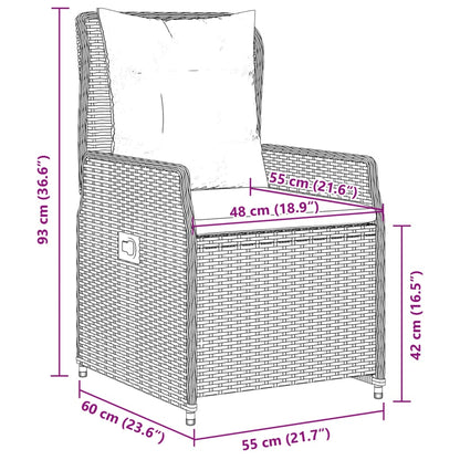 3-delige Tuinset met kussens poly rattan beige