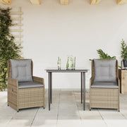 Tuinset 3-delig poly rattan beige met kussens