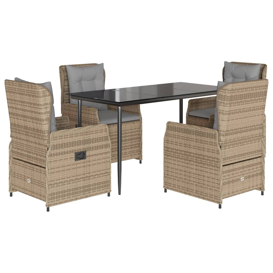 5-Delige Tuinset Met Kussens Poly Rattan 4 140 x 70 x 74 cm beige en lichtgrijs