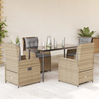 Tuinset 5-delig poly rattan beige met kussens