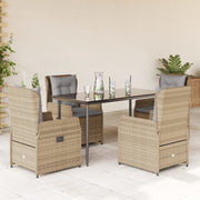 Tuinset 5-delig poly rattan beige met kussens