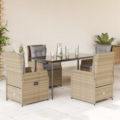 5-Delige Tuinset Met Kussens Poly Rattan 4 140 x 70 x 74 cm beige en lichtgrijs