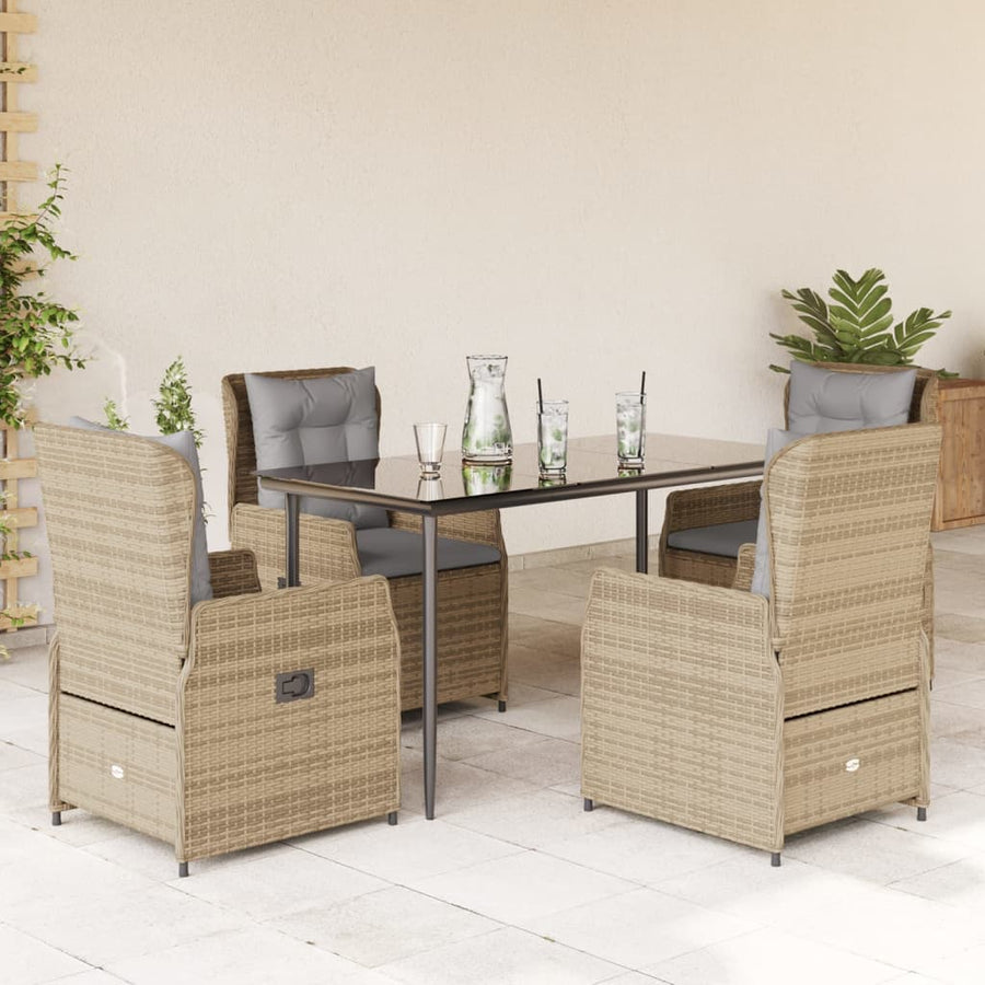 5-Delige Tuinset Met Kussens Poly Rattan 4 140 x 70 x 74 cm beige en lichtgrijs