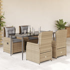 5-piece Garden Set with Cushions, Poly Rattan, Beige