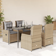 5-piece Garden Set with Cushions, Poly Rattan, Beige