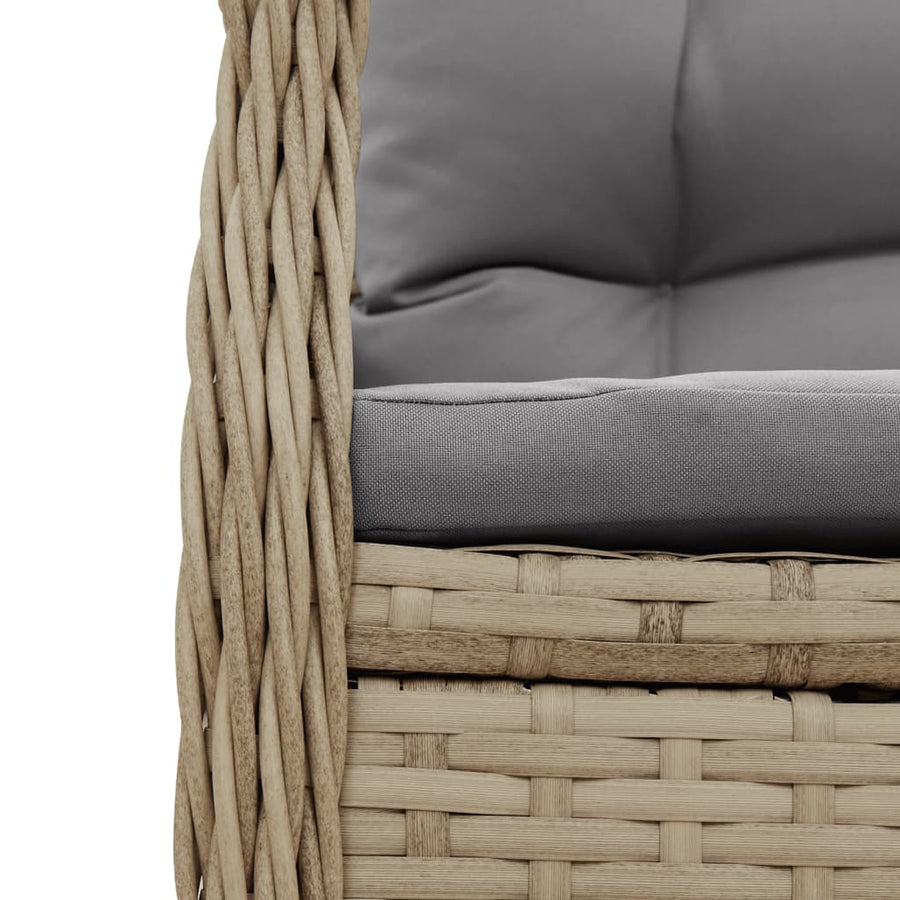 3-delige Tuinset met kussens poly rattan beige