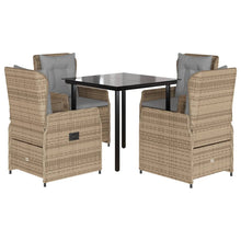 5-delige Tuinset met kussens poly rattan beige