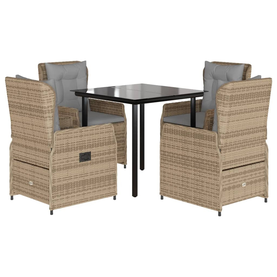5-delige Tuinset met kussens poly rattan beige