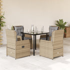 5-piece Garden Set with Cushions, Poly Rattan, Beige