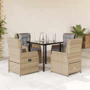 Tuinset poly rattan 5-delig beige met kussens